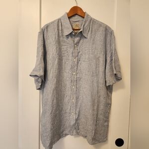 L.L.Bean men's linen dress shirt, size XL Tall, blue & white stripe